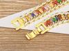 Nidin High Quality Multicolor Full Zircon Bracelets for Women Ladies Wedding Rainbow Charm Boho Hand Chain Party Jewelry Gifts