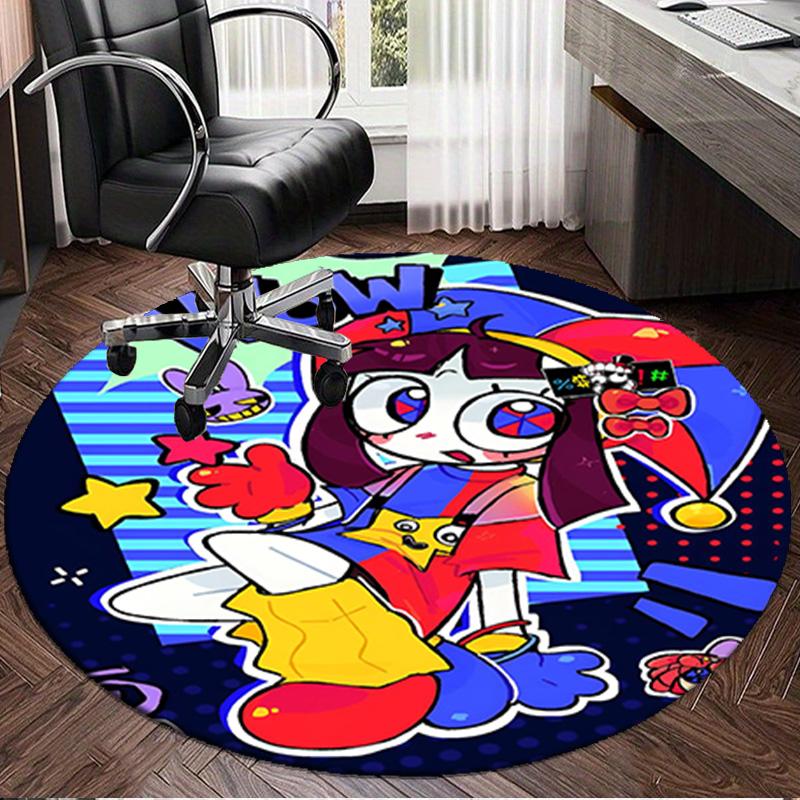 1PC Digital Circus Adventure Round Rug, Non-slip Chair Mat, Home Decor, Circle Carpet Perfect for Office, Bedroom, Living Room,Christmas gift