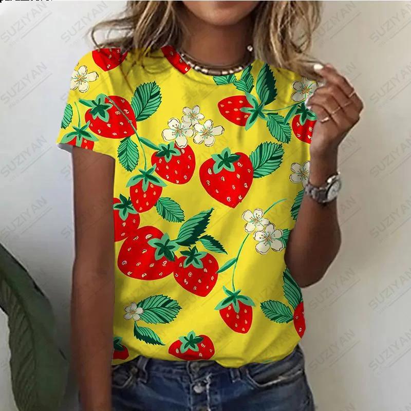 Women's T-shirt Summer New Fruit Orange 3D Printed Short Sleeve T Shirt Women Round Neck Pullovers Casual Men Clothing Tops Tees