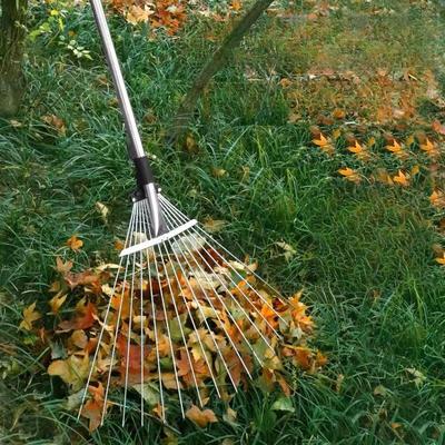 Rastrello Regolabile Arbusto Deciduo Raccoglitore Giardino Rastrello per Foglie Espandibile Strumento per Pulizia Foglie Materiale Alluminio e Acciaio Inossidabile