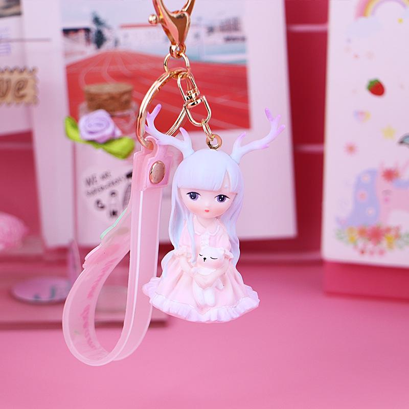 Anne Cute Cartoon Girl Keychain with Bell - Student Bag or Car Pendant, Qixi Festival Gift