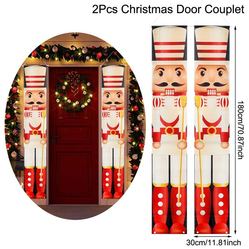 2PCS Nutcracker Soldier Banner Christmas Door Curtain Merry Christmas Decoration for Home 2026 Xmas Navidad Natal New Year Gifts