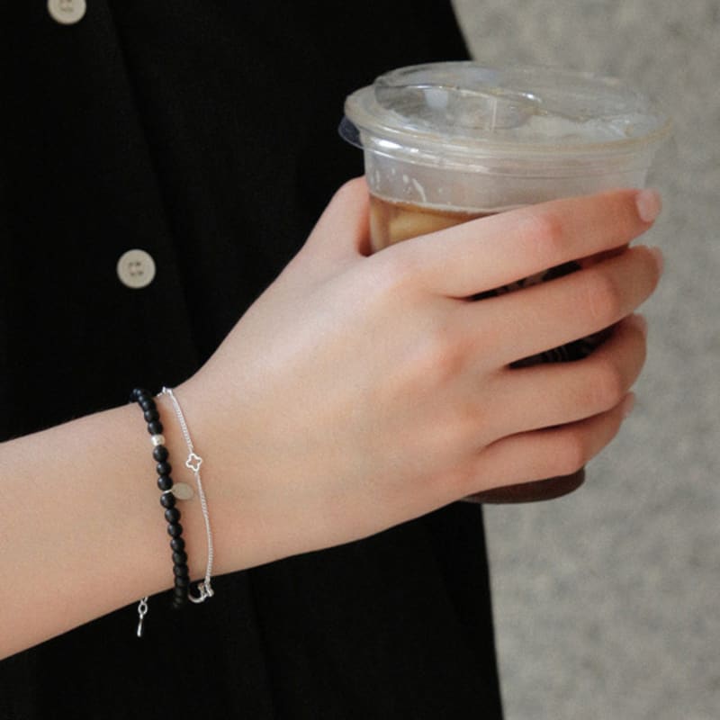 

J.Lauren [MADE] Matt Onyx Silver Ball Bracelet B01028 17~18cm