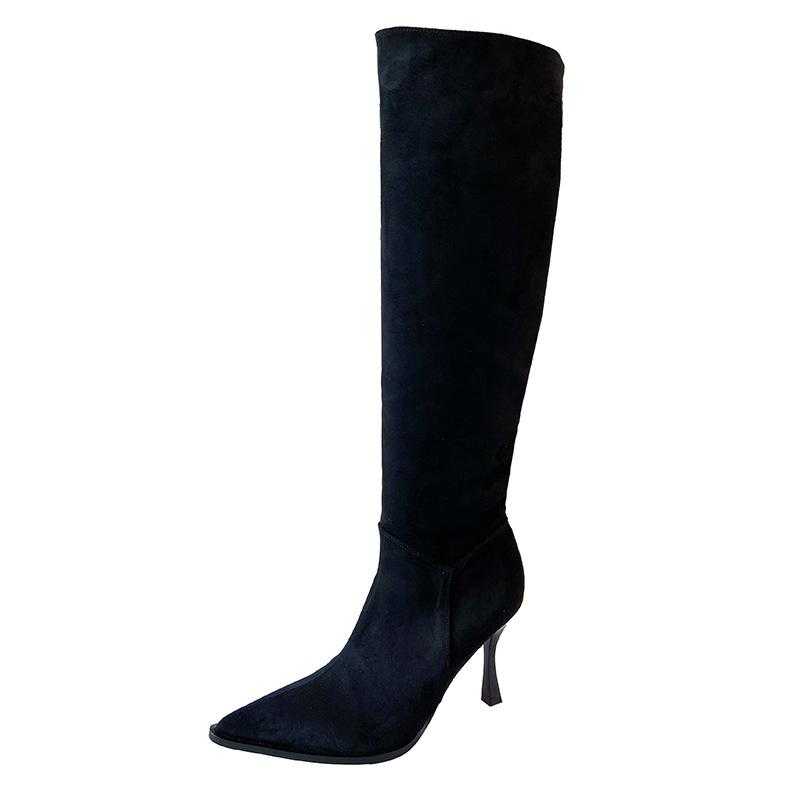 F868-1 Over-knee Boots Women's 2025 Autumn and Winter New Suede Pointed Thin Heel High Heel Folded Pile Boots Women's Boots