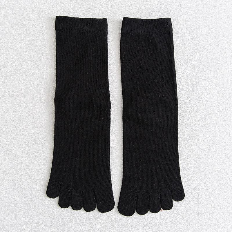 Woman Girls Five Finger Short Socks Solid Color Breathable Soft Elastic Harajuku Socks with Toes Cotton Knitted Mid Tube Socks