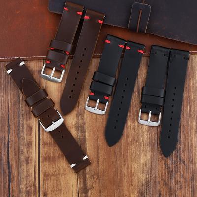 Vintage Genuine Leather Watch Band 18mm 20mm 22mm Handmade Stitching Cowhide Strap for Smartwatch Wristband Watches Accessories