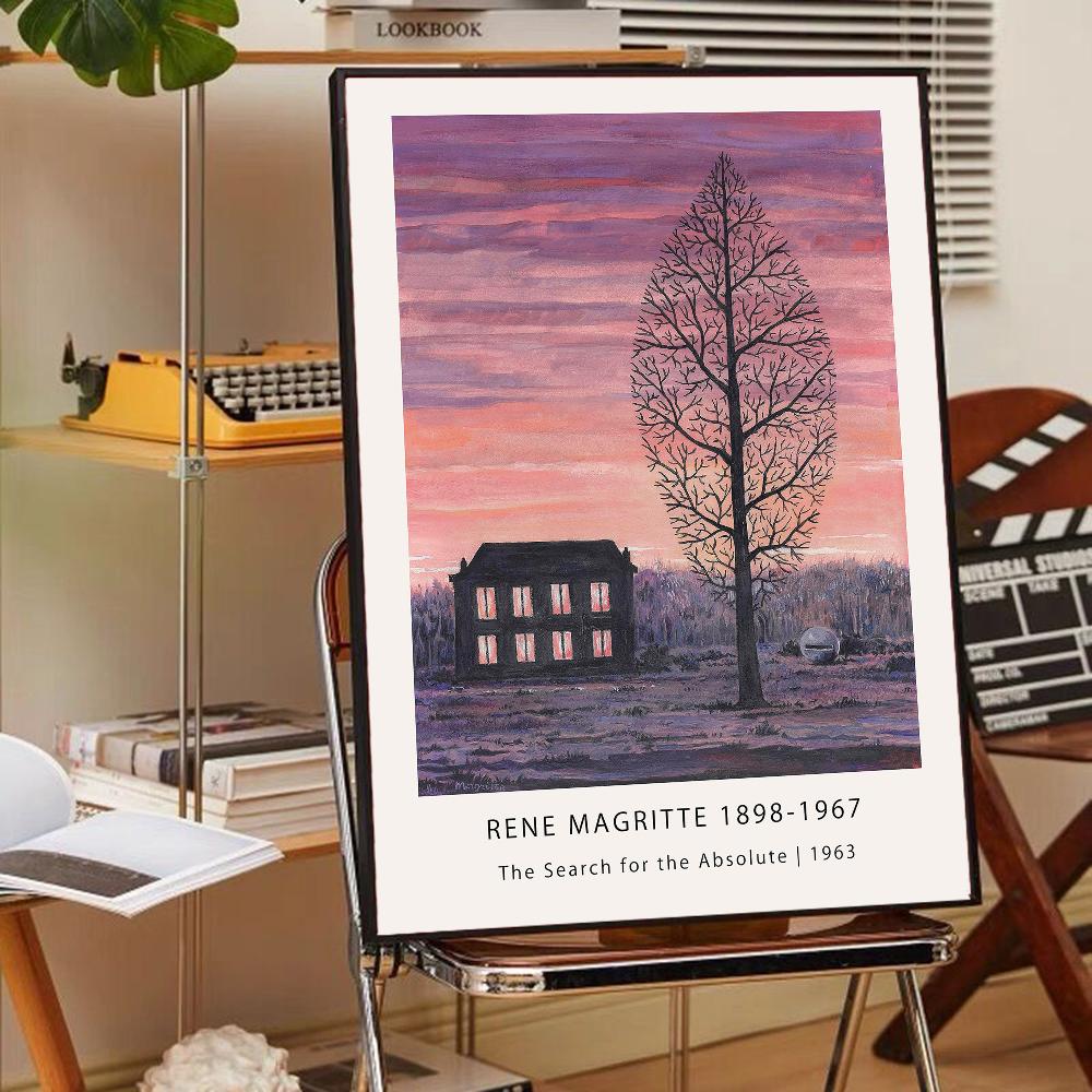 Scandinavian minimalist Rene Magritte surrealist Self-adhesive Art Poster Whitepaper Sticker DIY Room Bar Cafe Wall Decor