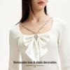 Veromoda 2025 Spring Detachable Chain Bow Shimmer Knit Sweater