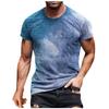 Men's Summer Casual 3D Printed Short Sleeve Round Neck Top T-shirt Blouse