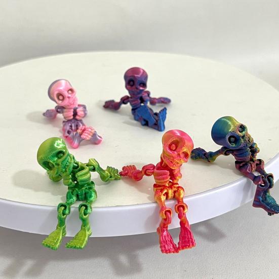5Pcs/Set Human Skeleton Ornament Mini Halloween Skeleton Figurine with Movable Joints Poseable Articulated Skeleton Decoration