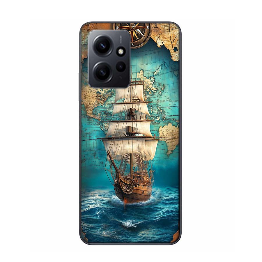 Compass Map Voyage Phone Case For Redmi 12 13C 12C 15C 9 10 10C Note 13 Pro Plus 14 15 Pro 9T 9C 9A TPU Soft Cover Clear Cell Ca