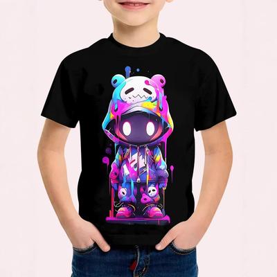 Children's Cartoon Pattern 3D Digital Printing Boy's Casual and Comfortable Round Neck Short Sleeved T-shirt