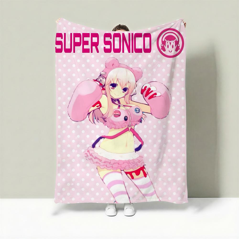 Character S-Super Sonico Throw Lightweight 240g Flannel Blanket Soft Skin-friendly for Summer Cooling