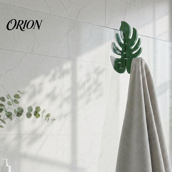 One-piece Molding Hook 3D Printed Edge for 8mm Glass, Monstera Leaf Wall Cloth Hanging Hanger, No Drill Shower Bathroom, Towel Organizer Decorative