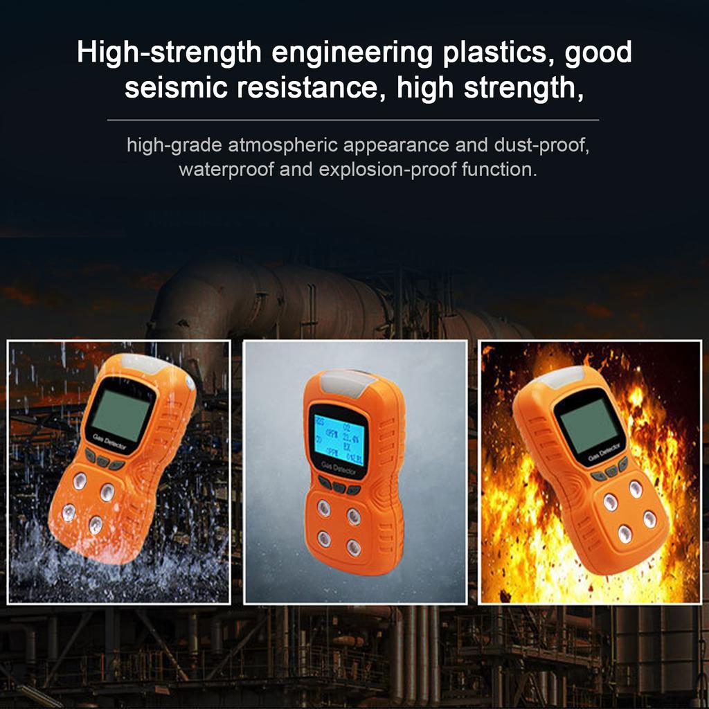 Professional 4 in 1 Gas Detector CO H2S O2 EX Tester Analyzer Rechargeable LCD Display Sound Light Vibration Alarm Air Quality Concentration Tester