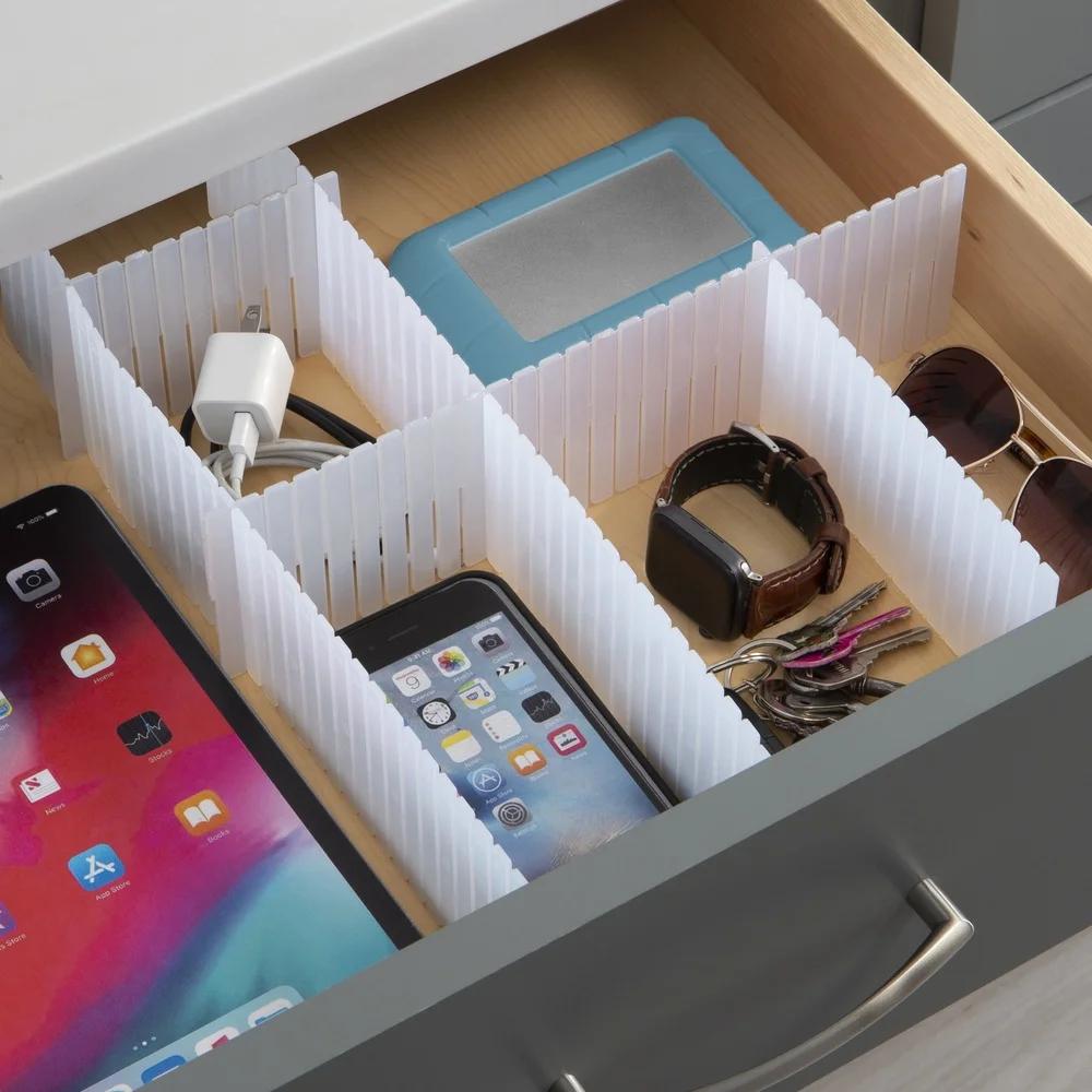 Customizable Drawer Organizer Set 3 Interlocking Dividers Easy Storage Tidy Modular Design Ideal Bedroom Kitchen Office