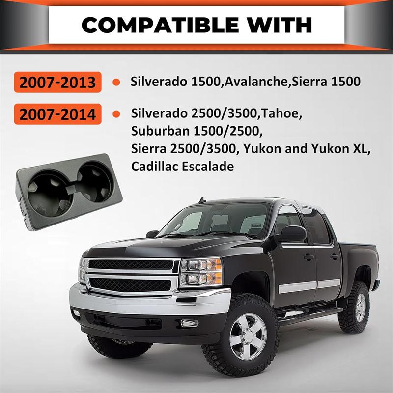 For Gmc Yukon 2007-2014 Car Dual Cup Holder Insert Drink Cup Holder Bracket Black Replacement 19154712