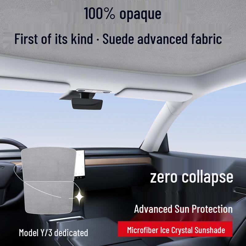 Tesla Model 3/Y Suede Sunroof Sunshade - Heat Insulation & Sun Protection Sky Curtain