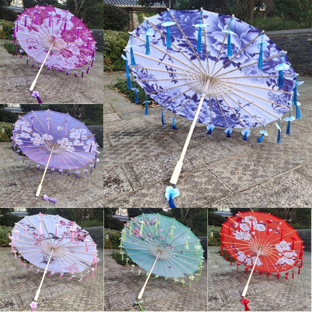 Kinesisk Japansk Konst Silke Parasoll Paraply Stort 82cm Broderi Tofs Dekorativt Paraply Klassiskt Dansparaply