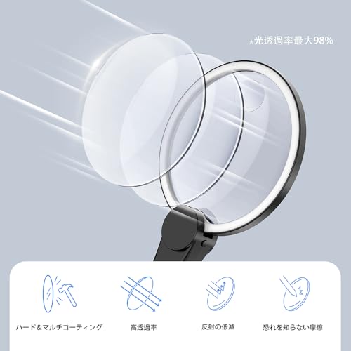 USB Rechargeable Magnifying Glass with Light, 3x, 10x, 20x, Three Magnification Levels, 130mm, Handheld, Large Magnifying Glass with 49 LED Lights, Id