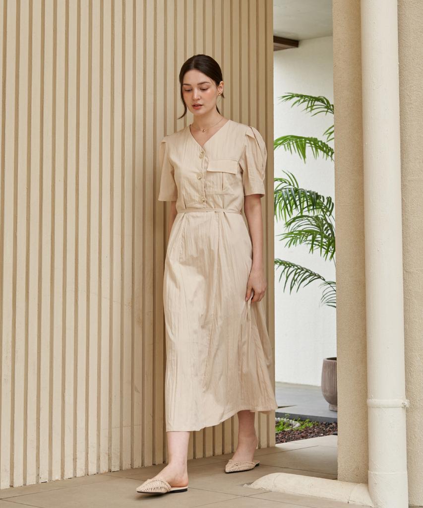 Bellyues Bell Puff Dress_Beige