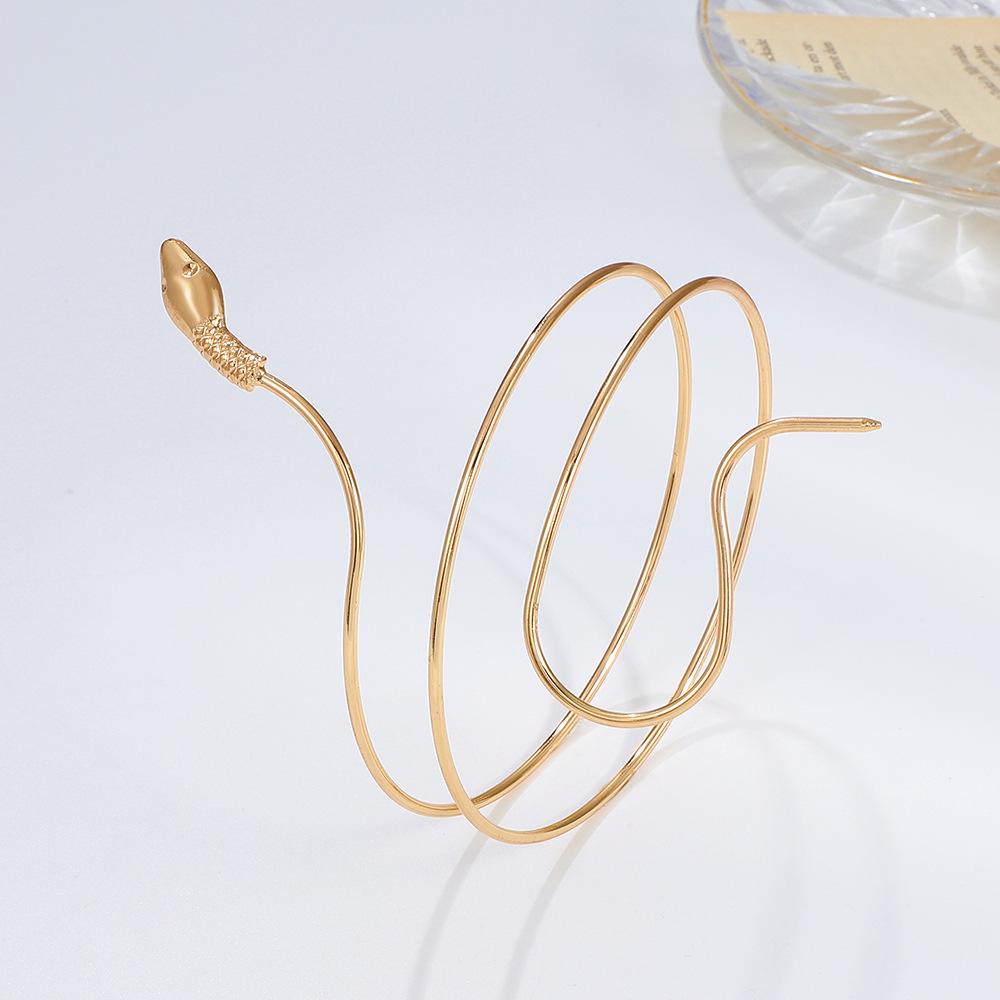 Brățară retro din aliaj în formă de șarpe: Brățară de braț și manșetă animal răsucit la modă