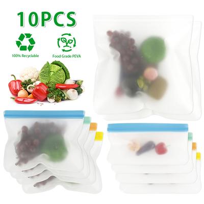 10 Stück Silikon-Aufbewahrungsbeutel für Lebensmittel, auslaufsicher, wiederverwendbar, Stand-Up-Tasche mit Reißverschluss, für Tassen, Frischhaltebeutel, Frischhaltebeutel, Frischhaltefolien-Set