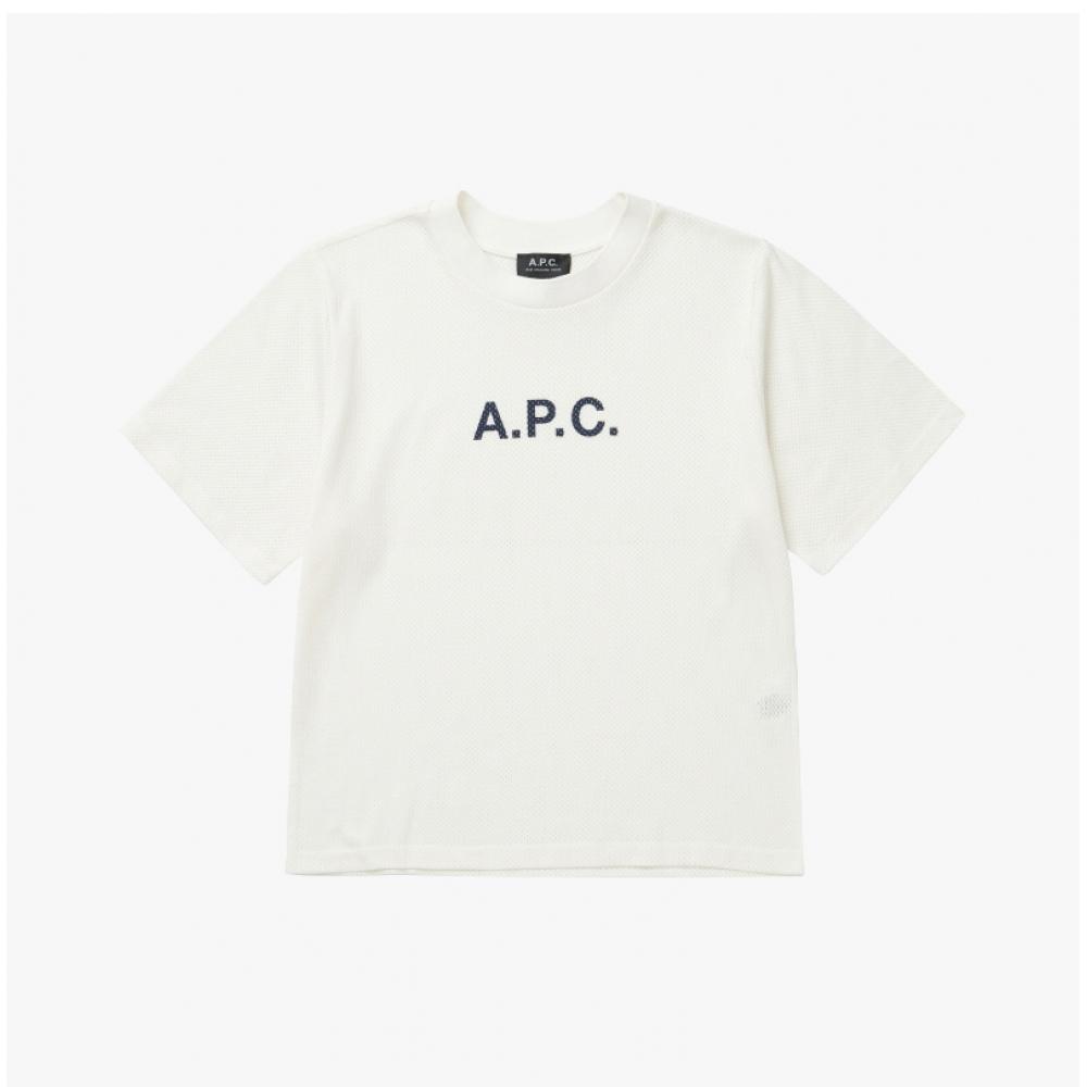 ApeSSe Cogaf F26179 Aad Ecru Mae Mae Pique MeSh Women S Short Sleeve Tee
