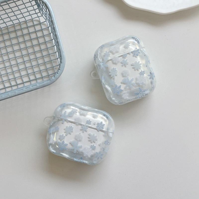 Hanfeng Full Screen Transparent Blue Snowflake Suitable for Apple AirPods 1 Wireless Bluetooth Headset Case 1/1 Generation Headset Cover