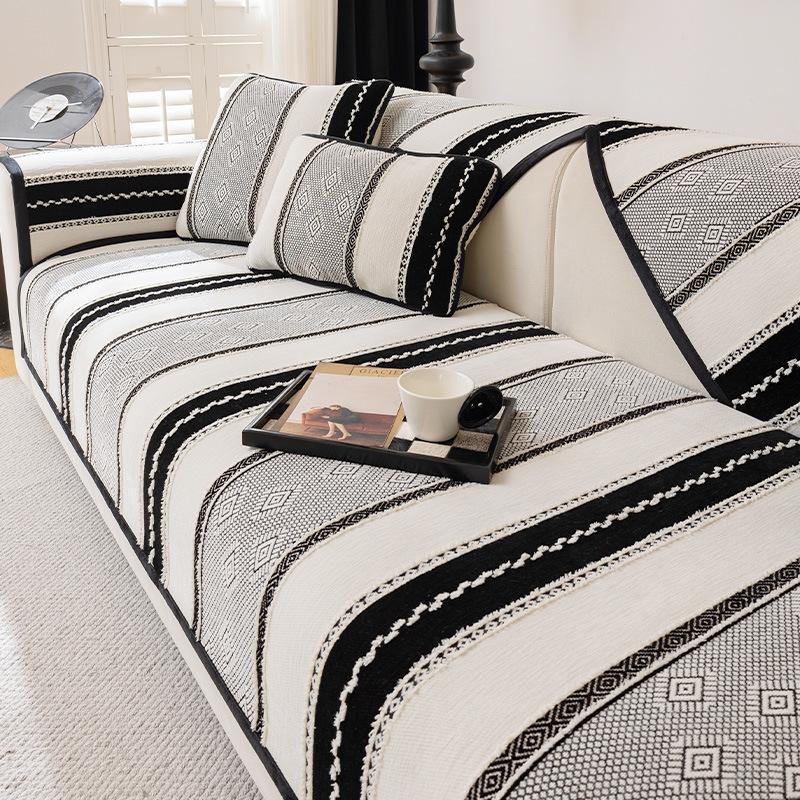 New Genuine Leather Sofa Cover Four Seasons Universal Fixed Anti Slip Cushion Light Luxury Chenille Sofa Cover Cloth Towel