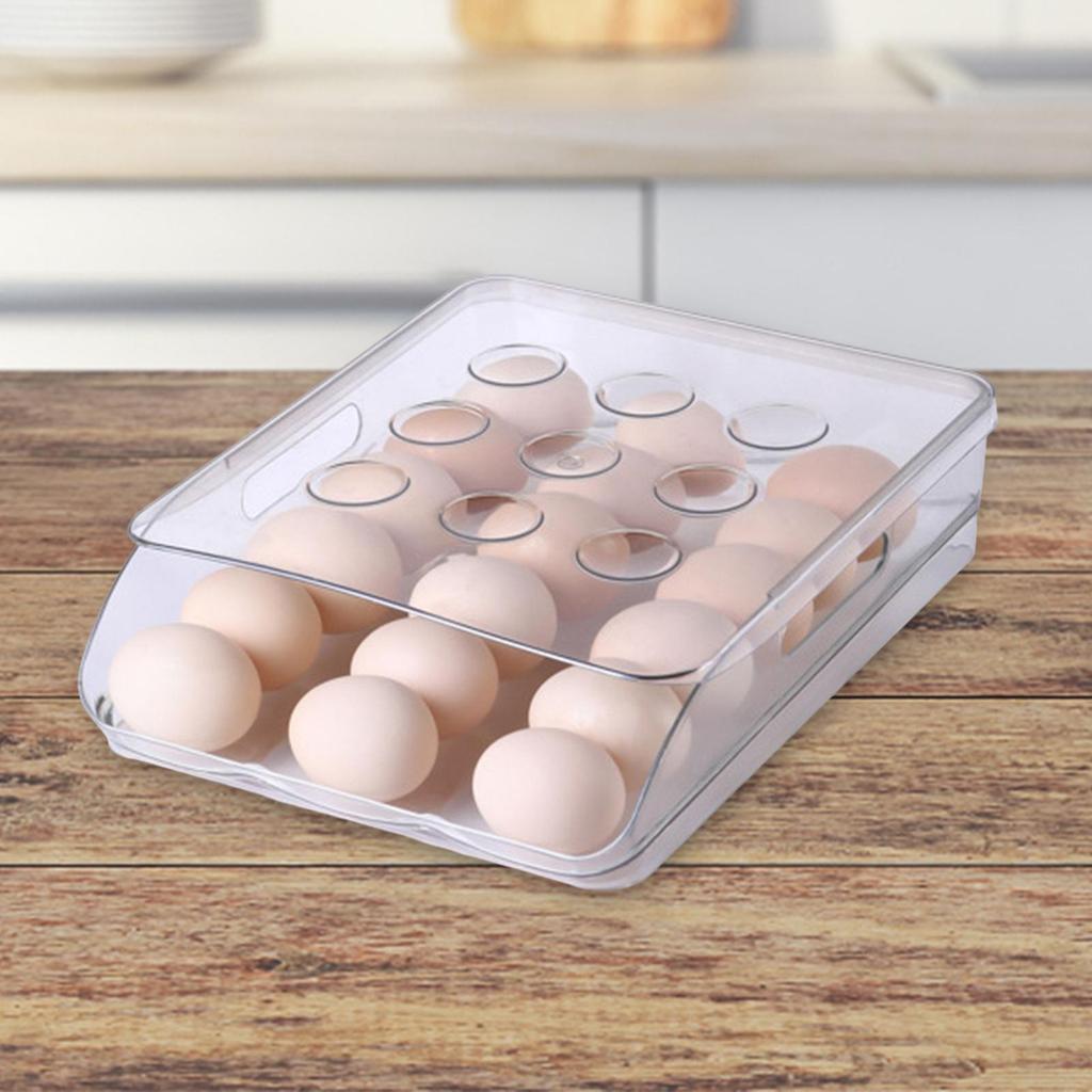 Automatic Carton with Lid Organizer Multi-Layer Egg Tray Holder Clear for Kitchen