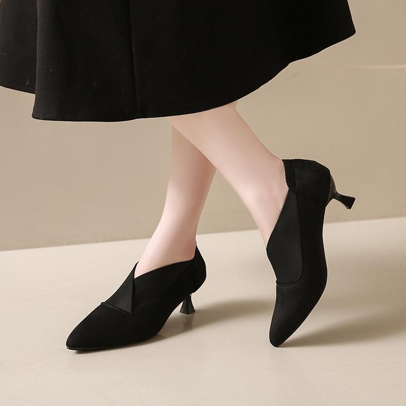 Fashion Suede Pointed Toe Women Shoes Mid Heels Fashion Shoes Woman 2025 Trend Autumn Brand Designer Dress Elegant Sexy Female Zapatos