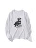 Women's Versatile White Cotton Long Sleeve Puppy Cartoon T-Shirt