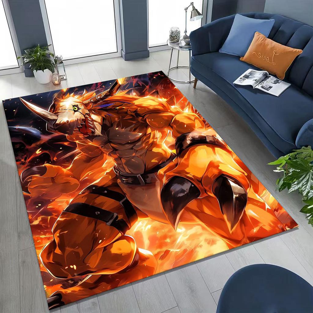 Retro Digimon Adventure Angewomon Agumon Cartoon Rug for Bedroom Living Room Sofa Home Doormat Decor,Kids Non-slip Floor Mat