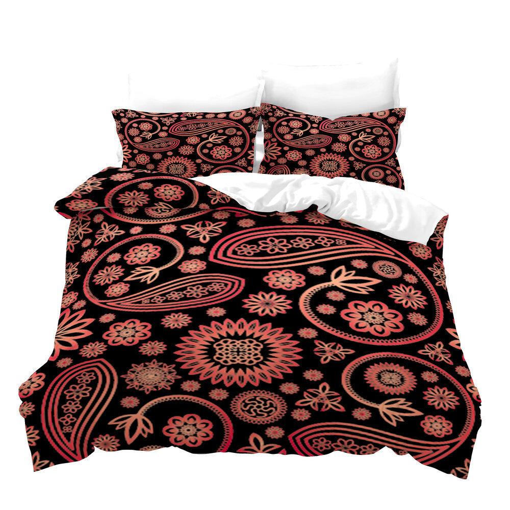 Floral 3D Digital Printing Quilt Cover Sheet Three-Piece Bedding Kit Home Textile Pillowcase Mandala Flowers