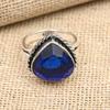 Blue Sapphire Lab-Created Gemstone Handmade 925 Sterling Silver Ring For Wedding Gift