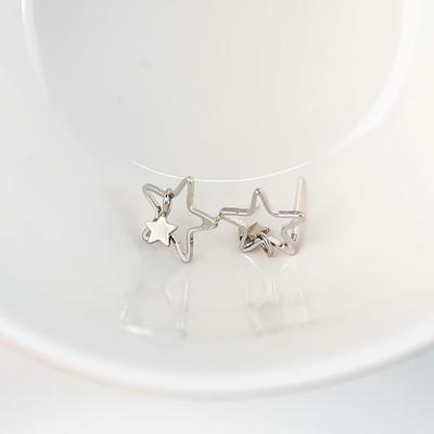 Women's Simple Star-Diamond Silver Needle Earrings