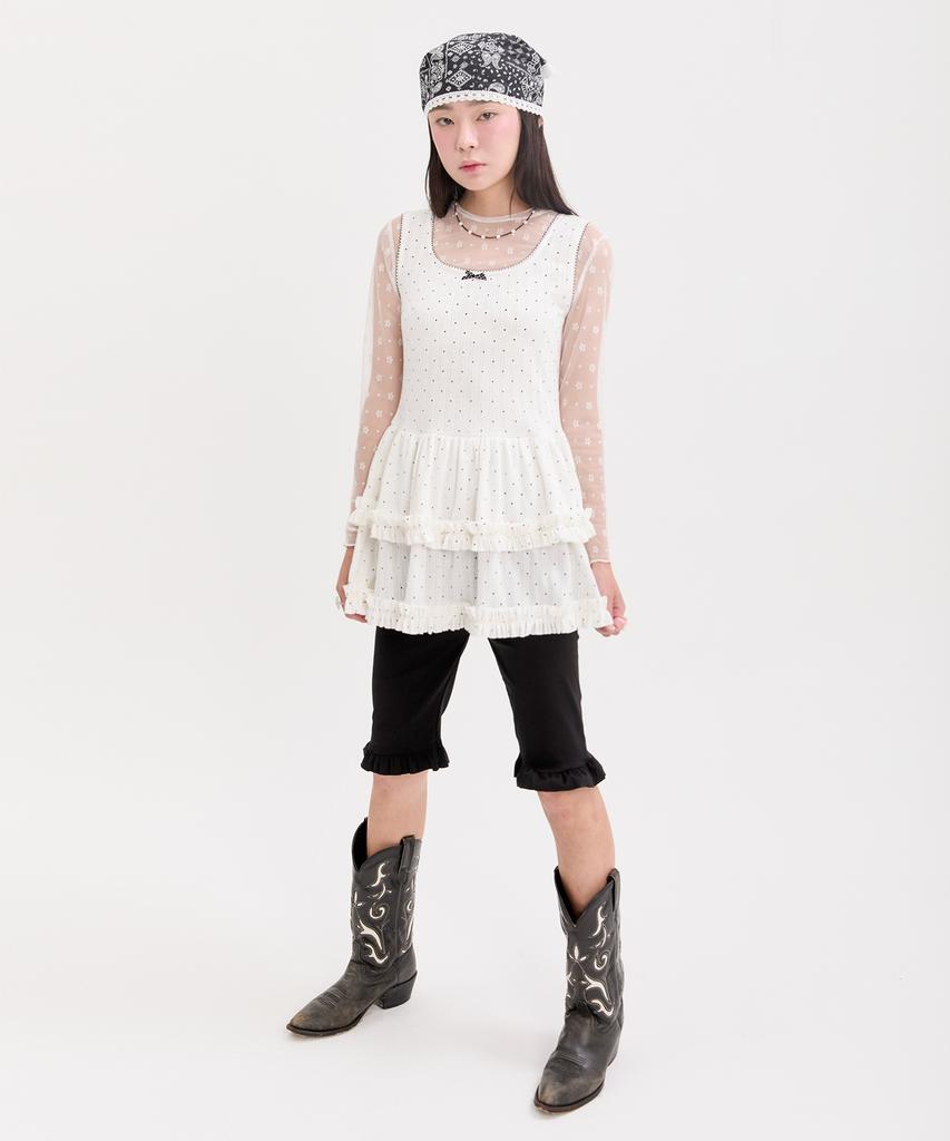Nep Nep Layered Dot Frill Dress_White