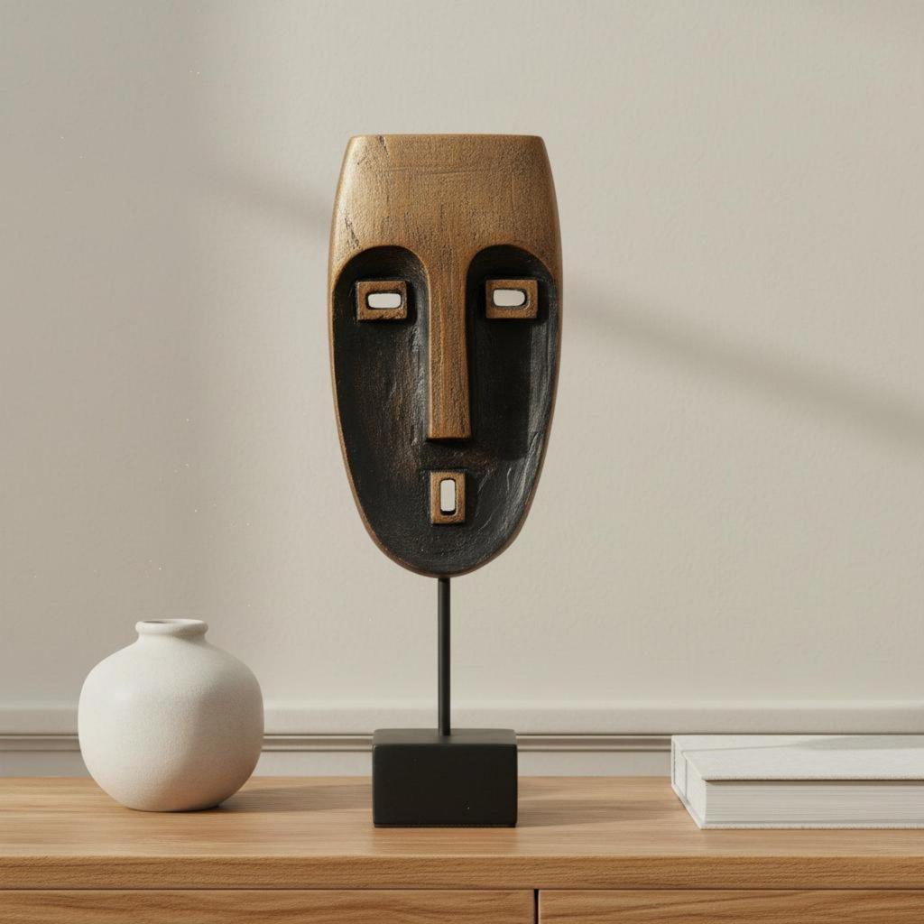 2 Pieces Resin Face Decor Modern Design Figurine Artistic for Gift