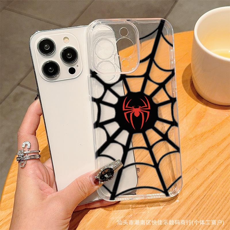 Spider Web for Apple 16/15/14/13 mobile phone case iPhone12/11PROMAX transparent protective case