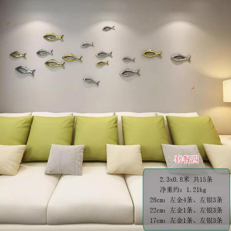 Wall Decor Creative Plastic Electroplating 3D Fish Home Decoration Living Room Sofa Background Wall Decoration Hanging Decor