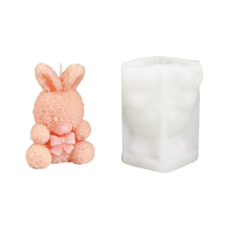 Silicone Candle Mould Featuring Rose Rabbits and Bears Designs for Making Handmade Candle Soap and Craft