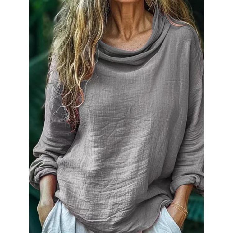 Long Sleeve Blouses Shirts Womens Fashion Casual Solid Color Print Spring Autumn