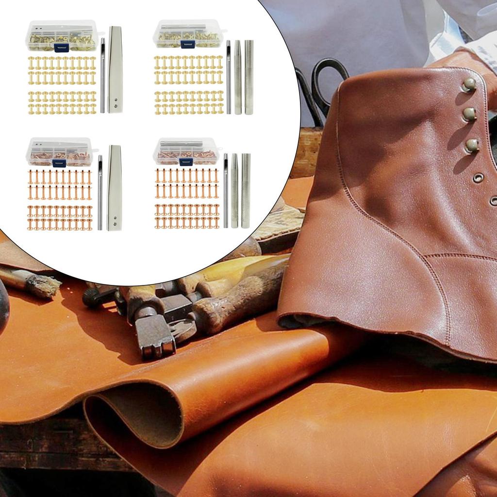 Leather Rivet Kit Leather Crafting Tool Riveting Repairing Decorating Rivet Copper Rivets for DIY Leathercraft