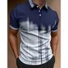 Europäisches und Amerikanisches Sommer Herren Farbblock Gedrucktes Kurzarm Knopfkragen Lässiges Polo Top