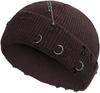 Women Girls Y2K Gothic Beanie Winter Knit Hats Trendy Metal Rings Pin Hip Hop Streetwear Harajuku Skull Cap Emo Scene Grunge