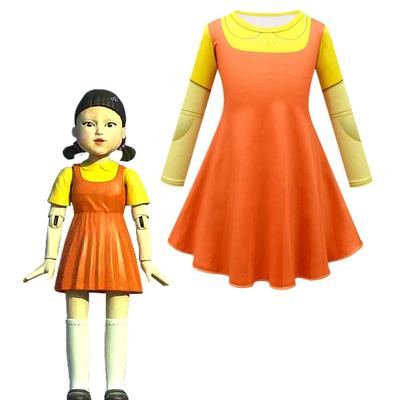 Adult Robot Doll Star Cosplay Dresses Scary Yellow Little Girl Halloween Costume