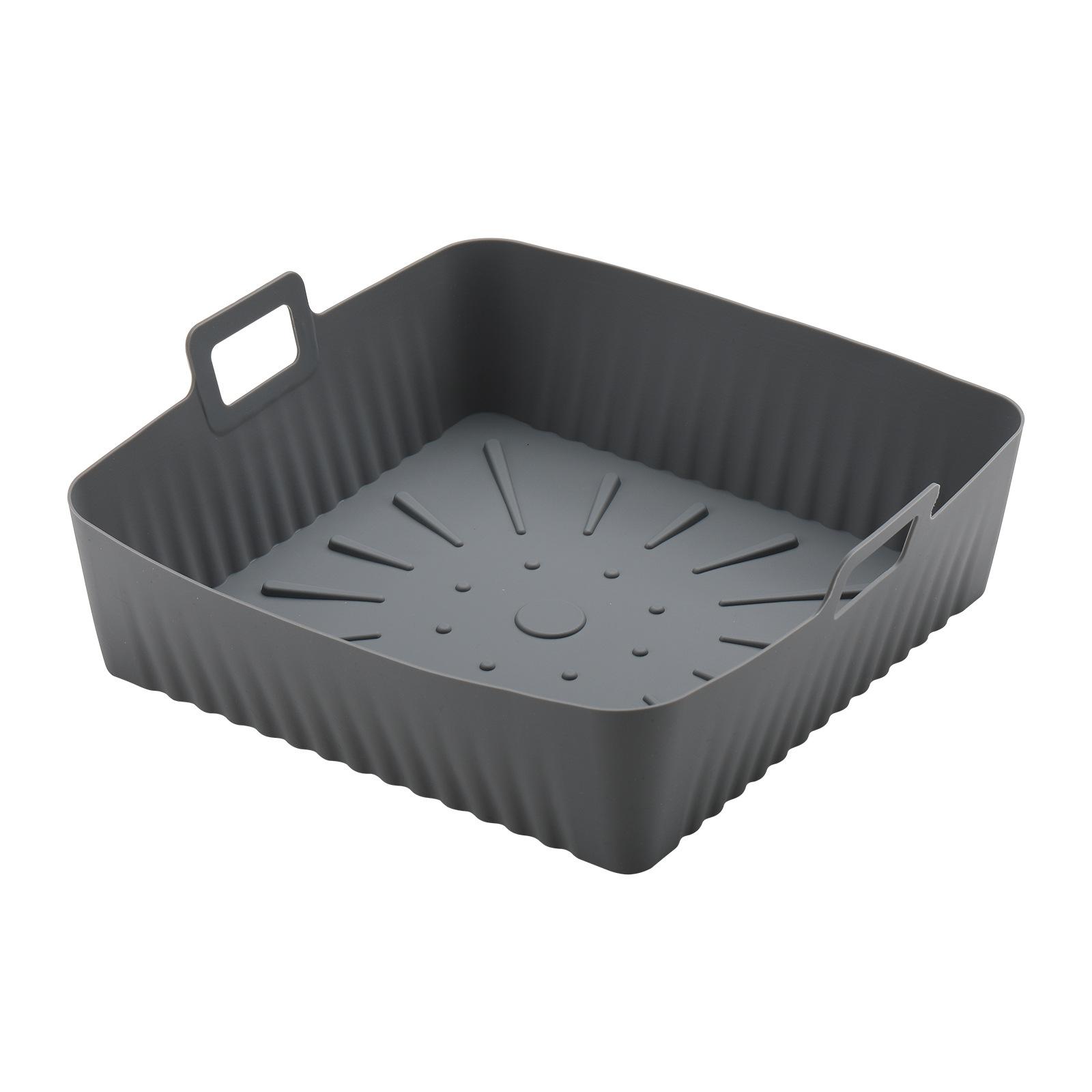 

9Inch Large Silicone Air Fryer Basket Liners for Cosori/Ninja 6-8QT Pot 23cm Square Reusable Oil-Free Non-stick Oven Baking Tray серый