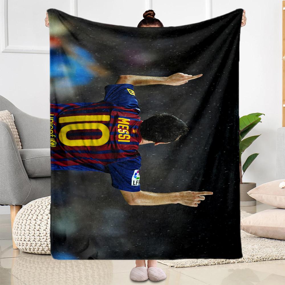 Messi Celebrates Victory Blanket Warmthful Decor Great for Office Chair Picnics Bedding All-Season Use Modern Style