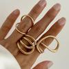 Exaggerated Wide-Edged Smooth Hammer Pattern Irregular Alloy Bracelet Set